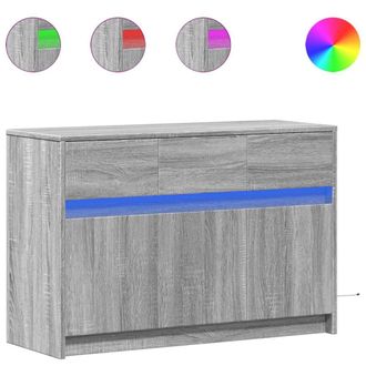 Berkfield Home TV Cabinet with LED Grey Sonoma 91x34x61 cm Engineered Wood | Size: 91 x 34 x 61 cm