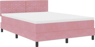 vidaXL Cama Tipo Box Spring Con Cabecera Rosa 140 X 190 Cm Terciopelo Vidaxl
