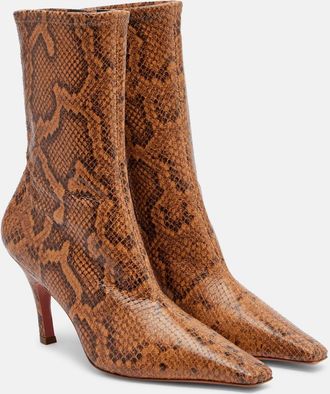 Amina Muaddi Jamie snake-effect leather ankle boots