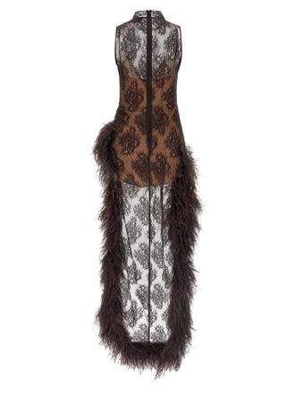 Giuseppe Di Morabito Feathered Lace Mini Dress - Black