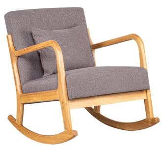 Nordlys Rocking Chair Scandinavian Rocking Chair Fabric in Grey