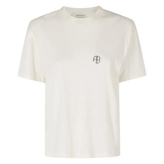 Anine Bing T-Shirts, female, White, Size: M Walker Tee Soft Stencil
