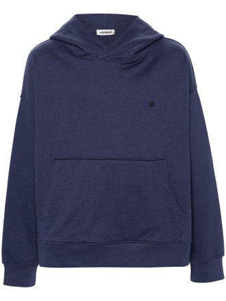 A Paper Kid logo-plaque cotton hoodie - unisex - Cotton - L - Blue