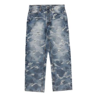 A Bathing Ape Solid Camo Jacquard Denim Pants Blue 0ZXJNM301501RBLX