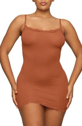SKIMS Fits Everybody Lace Slipdress in Bronze at Nordstrom, Size X-Large Regular
