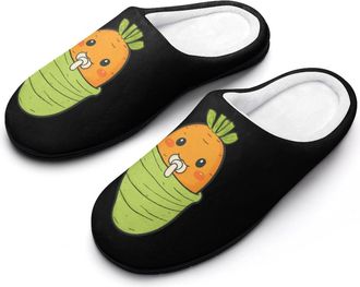 Generic Cute Carrot Mens Slippers Memory Foam Winter Warm Sandals Slip On House Shoes Size 7-14