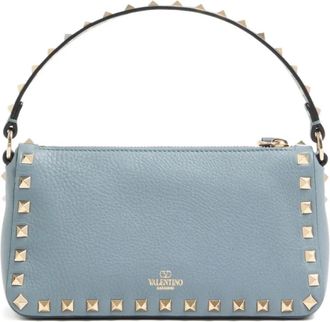 Valentino Garavani Mini Bags, female, Blue, Size: ONE SIZE Small Rockstud Grainy Calfskin Crossbody Bag