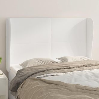 vidaXL Cabecero Con Orejas De Cuero Sint&eacute;tico Blanco 147x23x118/128 Cm Vidaxl