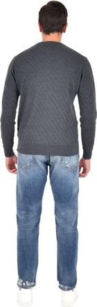 low brand Mens Sweater With Jacquard Pattern Dark Gray Wool