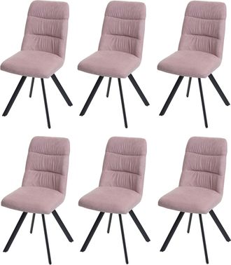 Hhg Hhg - Nunca Usado] Lote De 6 Sillas De Comedor 595, Silla De Cocina, Posici&oacute;n Autom&aacute;tica Giratoria, Terciopelo, Rosa