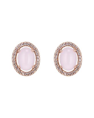 Eyecandy LA Eye Candy La Mariah Cz Crystal Rose Quartz Stud Earring