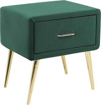 Beliani Beliani - Mesa De Noche De Terciopelo Verde Esmeralda Dorado 46 X 38 Cm Caj&oacute;n Flayat