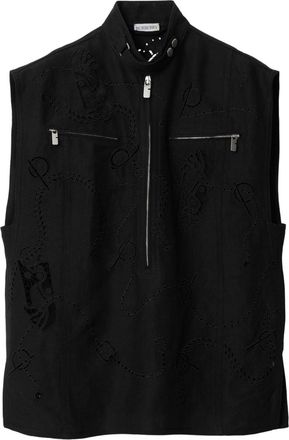 Burberry broderie anglaise canvas vest - women - Viscose/Polyester/Paper/Cotton/Cotton - 8 - Black