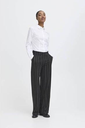 Ichi straight regular waist pantalon zwart