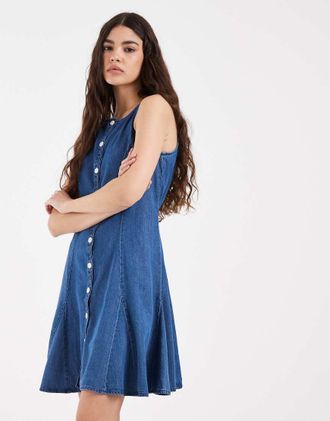 Levi's Mercer - Vestito corto in denim blu con peplo