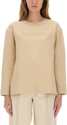 Max Mara Beige Logo Crew Neck Sweatshirt