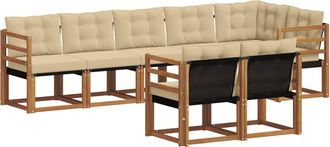 vidaXL Conjunto De Sof&aacute;s De Exterior 8 Uds. Natural Y Beige Vidaxl