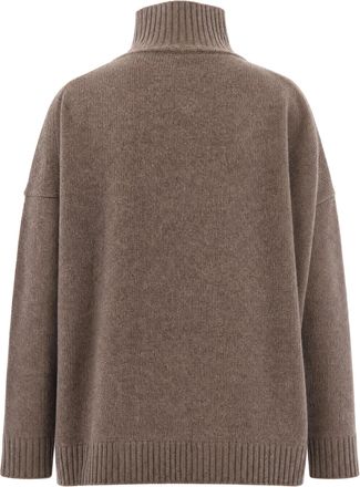 Max Mara Womens High-Neck Virgin Wool Jumper Hazelnut Jumpers Sweater