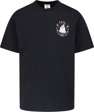Casablanca Black Graphic T-Shirt with CASA WAY Motif