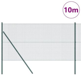 Berkfield Home Green Welded Wire Fence with 7 Posts Green 1.4x10 m Steel