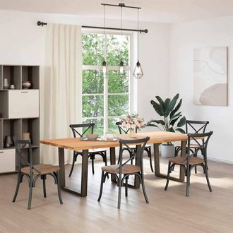 Berkfield Home Dining Table Legs V-Shape 3 pcs Natural Steel 80x(72-73.3) cm Steel in Brown