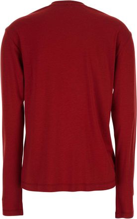 Toteme Womens T-Shirt Crew Neck Long Sleeve Red Lyocell T-Shirts & Jerseys
