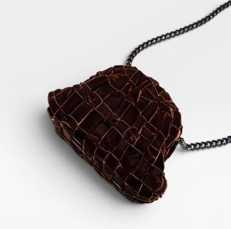 Maria La Rosa Womens Velvet Mini Game Clutch Bag In Brown