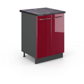 Vicco Mueble Bajo De Cocina Fame-line, Rojo Burdeos Alto Brillo, 60 Cm, Et Antracita Vicco