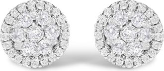 House of Brilliance 14K White Gold 1.0 Cttw Diamond Cluster Button Stud Earrings at Nordstrom