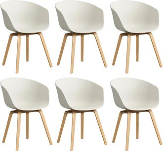 HAY About A Chair AAC 22, Eiche lackiert / melange cream 2.0 (Kunststoffgleiter) (6er Set)