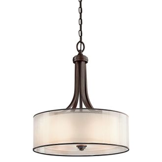 Loops 4 Bulb Ceiling Pendant Light Metallic Frosted Shade Mission Bronze LED E27 60W