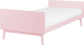 Beliani Beliani - Cama Individual Moderna Somier De L&aacute;minas De Madera De Pino Rosa Pastel 90 X 200 Cm Bonnac