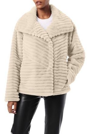 Bernardo Grooved Faux Fur Jacket in Oatmeal at Nordstrom Rack, Size X-Large