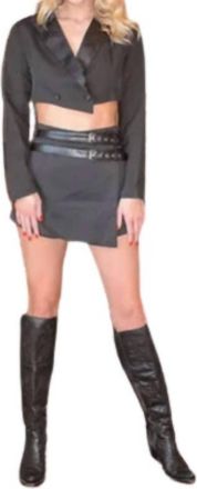 DO+BE Collection Buckle Assymetric Skort In Black