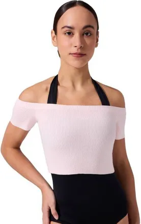 Capezio Ribbed Knit Cropped Sweater in Pink at Nordstrom, Size Xx-Small
