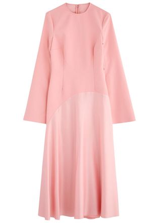 Solace London Gaia Satin and Crepe Midi Dress - Light Pink - 2 (UK6 /xs)