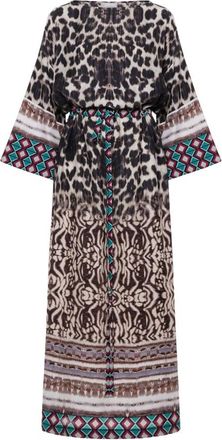 Pierre-Louis Mascia Tetris Print Strikjurk - Dames - Maxi kleedjes - Bruin - L - Kleedjes