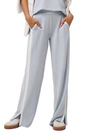 Travis Mathew Cloud Terry Side Stripe Varsity Sweatpants in Heather Ashley Blue at Nordstrom, Size X-Small