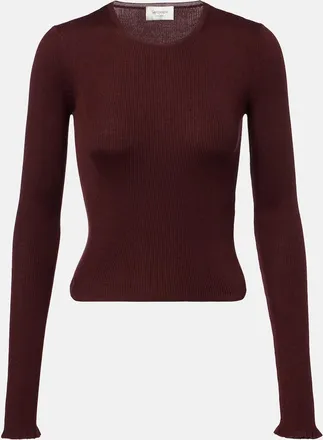 Saint Laurent Top in lana, cashmere e seta a coste