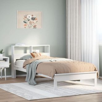 vidaXL Vidaxl - Cama Con Estanter&iacute;a Sin Colch&oacute;n Madera Maciza Blanca 100x200 Cm