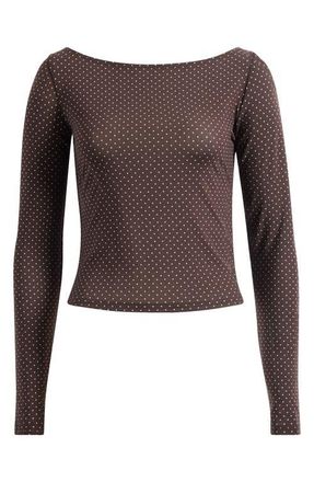 Reformation Wiley Polka Dot Boat Neck Crop Top in Pin Dot at Nordstrom, Size X-Small