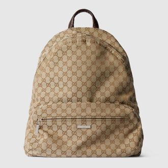 Gucci Large Gucci Tag Backpack, Beige, GG Canvas