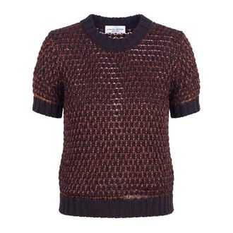 Roberto Collina Round-neck Knitwear, female, Brown, Size: L Maglia traforata