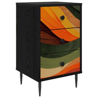 vidaXL Mesa De Noche Bonn Roble Negro 36 X 33 X 61 Cm Vidaxl