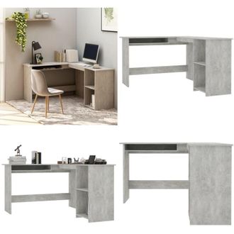 vidaXL Scrivania Angolare a L Grigio Cemento 120x140x75cm Multistrato - Scrivania da ufficio - Scrivania in legno multistrato