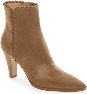 Gianvito Rossi Whipstitch Pointed Toe Bootie in Camel at Nordstrom, Size 10.5Us