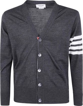 Thom Browne Klassiek V-hals Vest - Heren - Vesten - Grijs - XL - Wol - Truien & Vesten