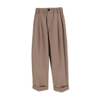 Marni Canvas Trousers with Pleats - male - Marni - Wide Trousers - Beige - L - Trousers