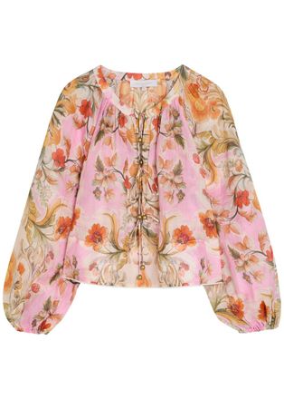 Borgo De Nor Borgo DE Nor Henri Floral-print Ramie Blouse - Purple - 10 (UK10 / S)