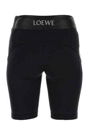 Loewe Womens Black Leather And Fabric Leggings